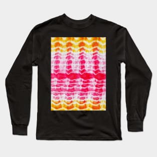 Red and yellow tie dye textile print Long Sleeve T-Shirt